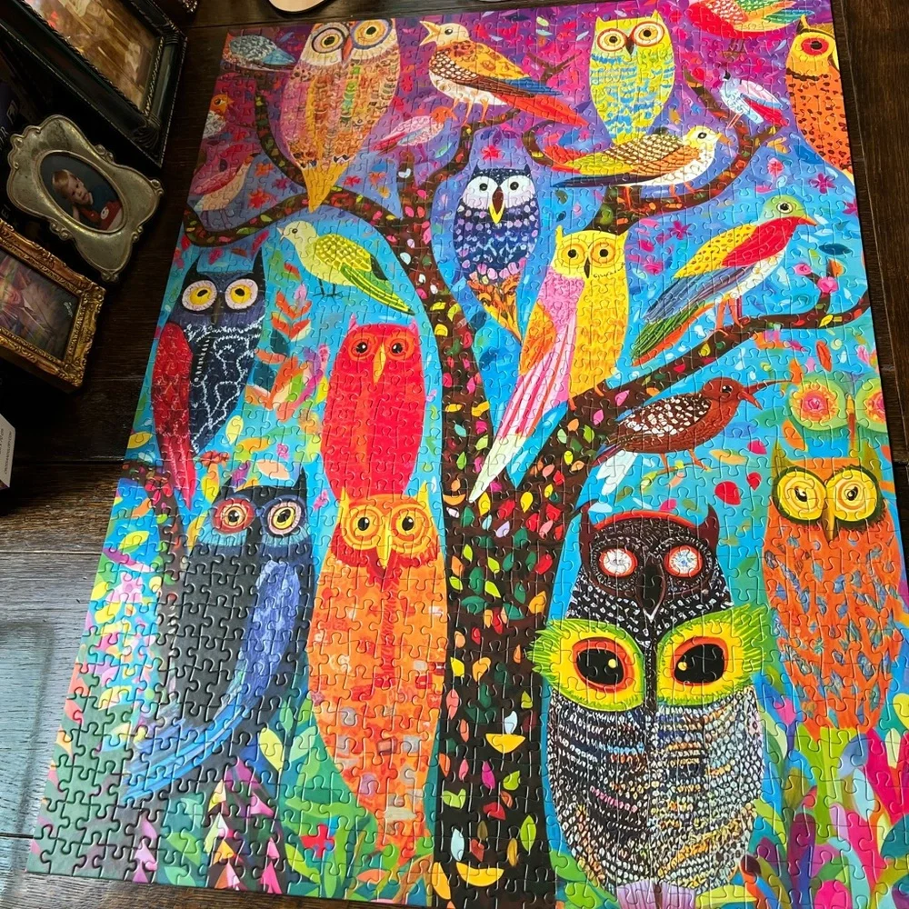 1000 pc puzzle-Owl Oasis:The Vibrant Perch - Picture 3 of 4